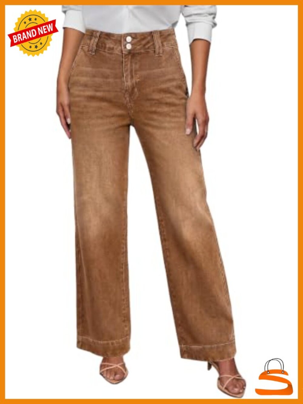 High Waisted Wide Leg Stretchy Jeans with Pockets